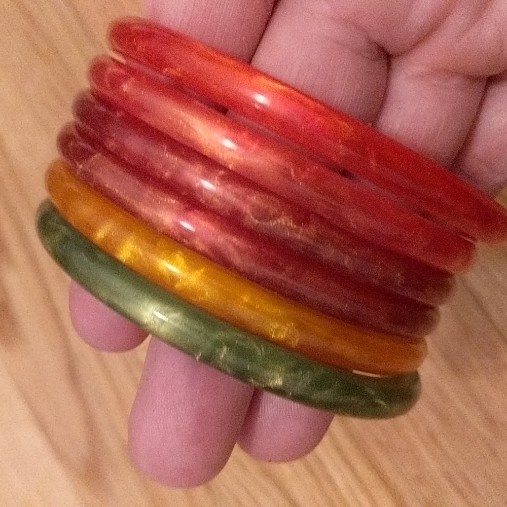 Lot of six plastic bangles